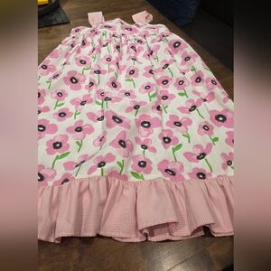 Kelly's Kids Pink Poppy Floral Sundress Tie Bow Back 14-16